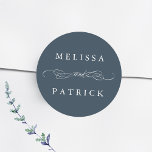Swirly And Script Wedding Black & White Classic Round Sticker<br><div class="desc">For more advanced customisation of this design,  please click the BLUE DESIGN TOOL BUTTON above!</div>