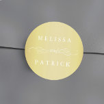 Swirly And Script Wedding Faux Gold Foil Classic Round Sticker<br><div class="desc">For more advanced customisation of this design,  please click the BLUE DESIGN TOOL BUTTON above!</div>