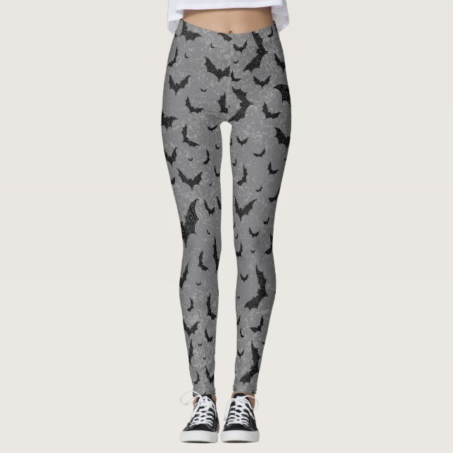 Swirly Bat Swarm  Leggings (Front)