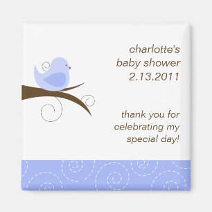 Swirly Bird Custom Baby Shower Favour Magnet