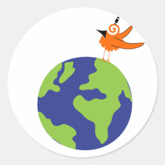Swirly Bird Saves the World for Sustainable Earth Classic Round Sticker