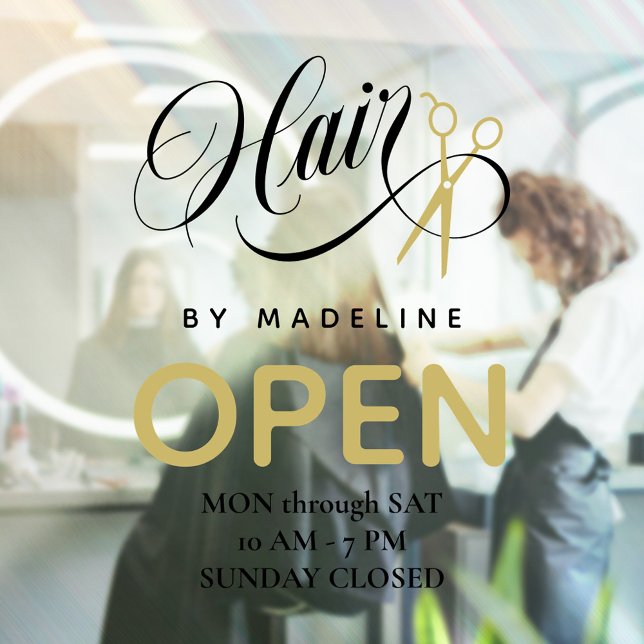 Swirly Black Hair & Scissors Hair Salon Open Hours (Creator Uploaded)