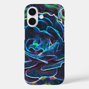 Swirly Blue Neon Rose Case-Mate iPhone Case