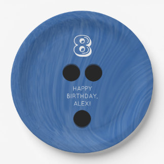Swirly Bowling Ball | Choose colour, age, name Paper Plate