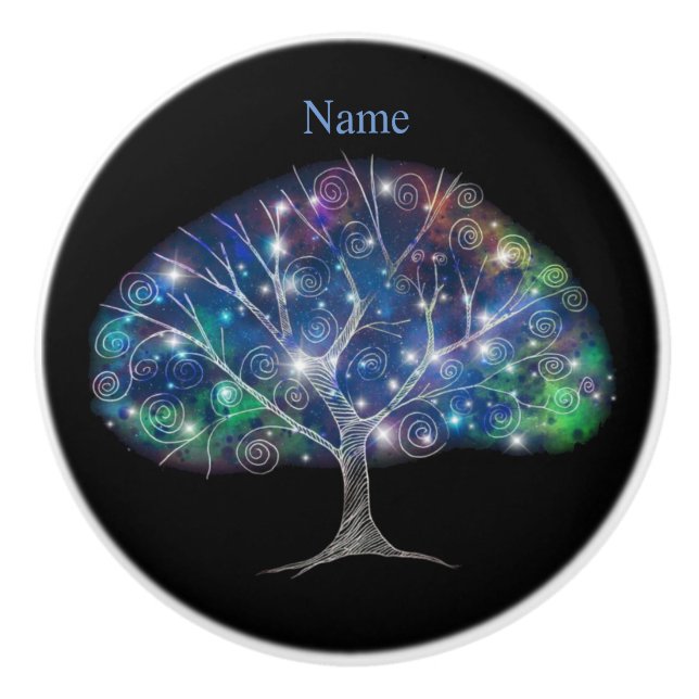 Swirly branch Tree Thunder_Cove Ceramic Knob (Front)