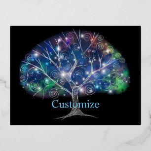 Swirly branch Tree Thunder_Cove Foil Holiday Postcard