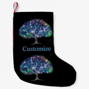 Swirly branch Tree Thunder_Cove Small Christmas Stocking