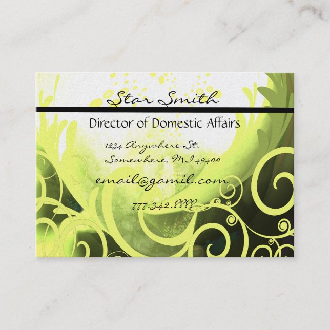 Swirly Cala Lilly Business Card (Front)