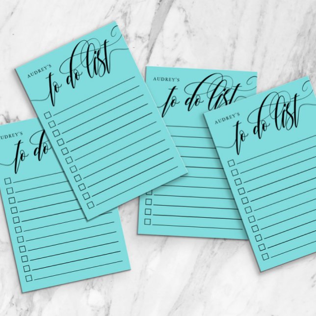 Swirly Calligraphy Blue Checkbox To Do List Name Post-it Notes (Creator Uploaded)