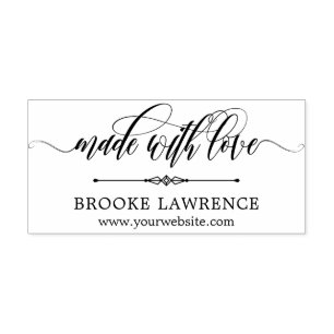 Swirly Calligraphy Made with Love - Add Your Name Rubber Stamp