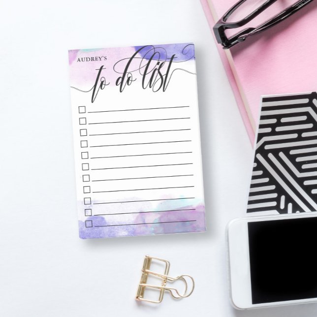 Swirly Calligraphy Purple Checkbox To Do List Post-it Notes (Creator Uploaded)