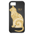 Swirly Cat Gold Glitter