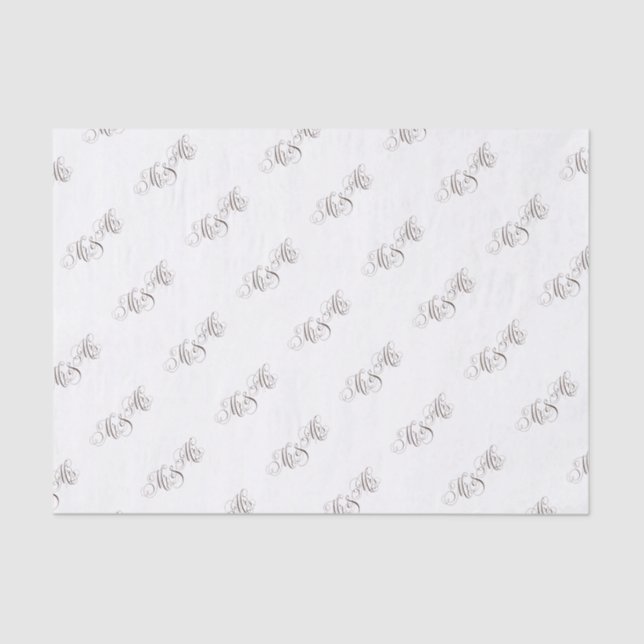 Swirly Classical Script Mr & Mrs Parchment Tissue Paper (Front)