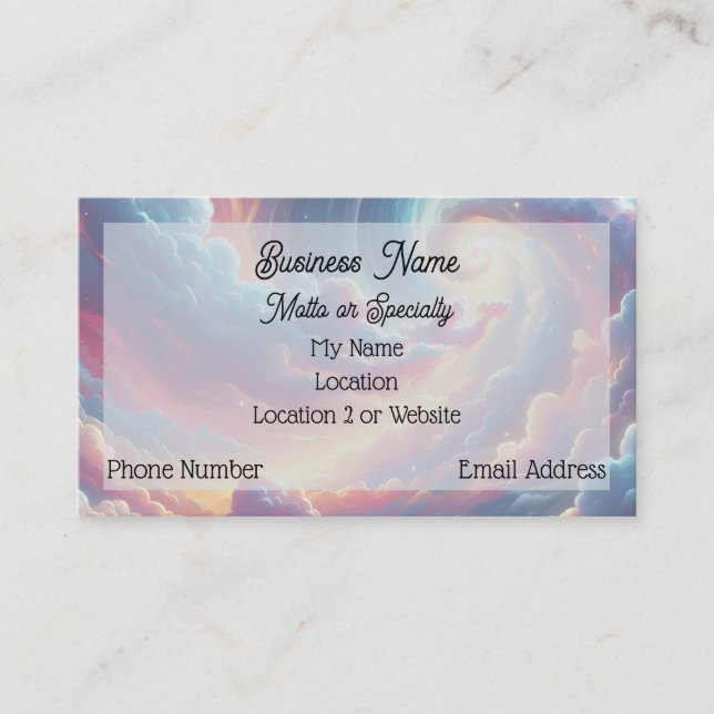 Swirly Cloud Business Card in Pink, Blue & Purple (Front)