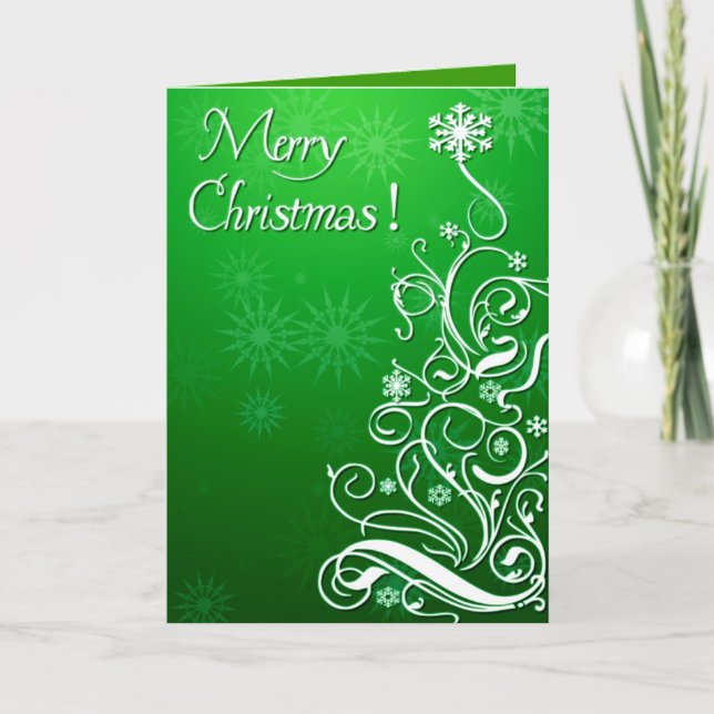 Swirly Curly Christmas Tree Holiday Card (Front)
