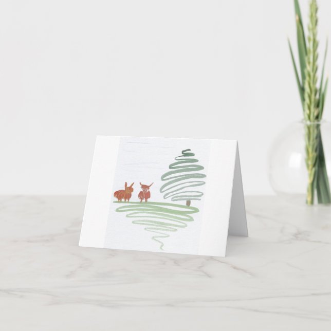 swirly curly coos highland cows card (Front)