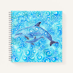 Swirly Dolphin Family  Notebook