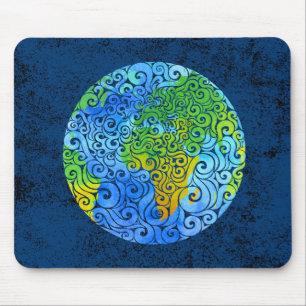 Swirly Earth  Mouse Pad