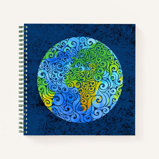 Swirly Earth  Notebook (Front)