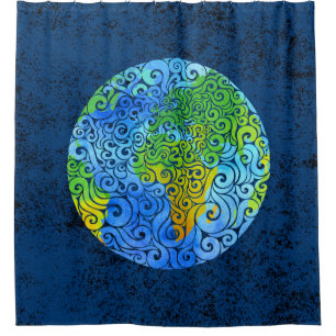 Swirly Earth Shower Curtain