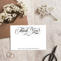 Swirly Elegant Blank Photo Wedding Thank You