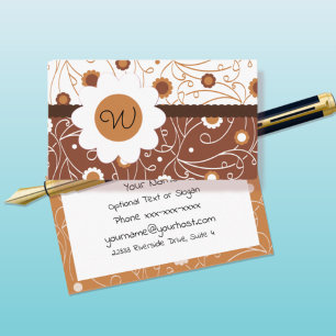 Swirly Floral Monogram Business Card