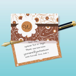 Swirly Floral Monogram Business Card