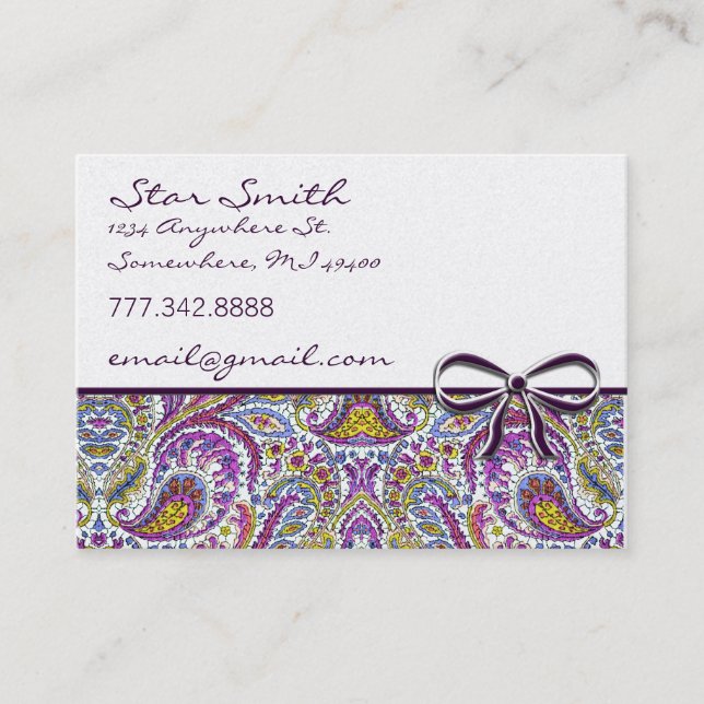 Swirly Floral Paisley Business Card (Front)