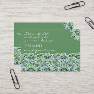 Swirly Floral Paisly Sage Green Business Card