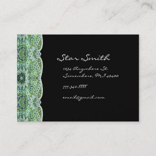 Swirly Floral Paisly SeaBlue and Lime Business Card