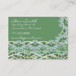 Swirly Floral Paisly SeaBlue and Lime Business Card