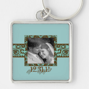 Swirly Floral Wedding Keychain