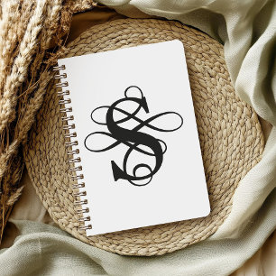 Swirly Flourish Initial Monogram Notebook
