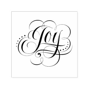 Swirly Flourished JOY  - Christmas Calligraphy Self-inking Stamp