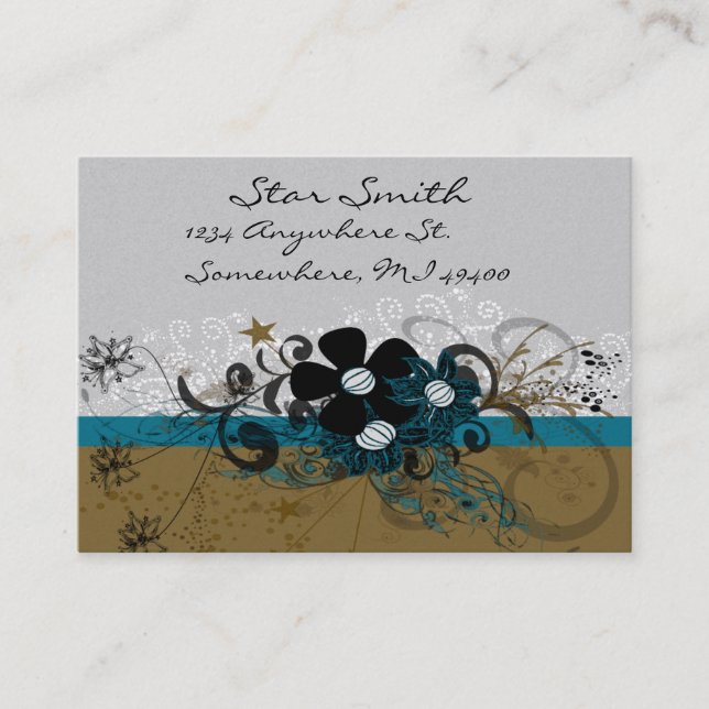 Swirly Flower Business Card - (Front)