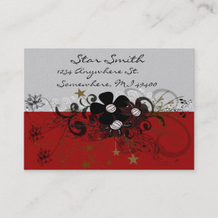 Swirly Flower Business Card - Burgundy