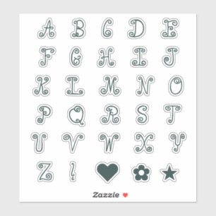 Swirly Forest Green Font Alphabet Initial Monogram