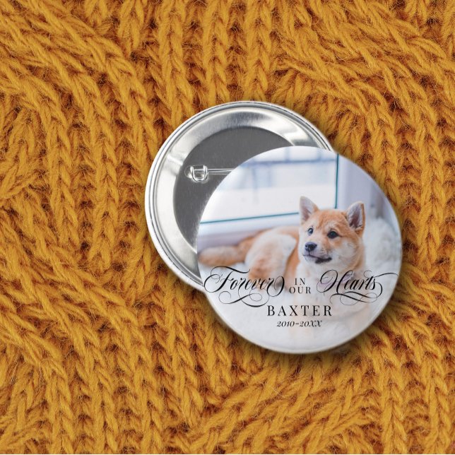 Swirly Forever In Our Hearts Pet Photo 6 Cm Round Badge (Creator Uploaded)
