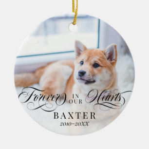Swirly Forever In Our Hearts Pet Photo Ceramic Tree Decoration