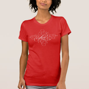 Swirly Girly Flourished LOVE Calligraphy Script T-Shirt