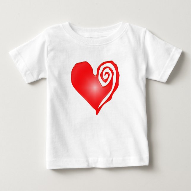 swirly heart  on black or white baby T-Shirt (Front)