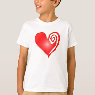 swirly heart  on black or white T-Shirt
