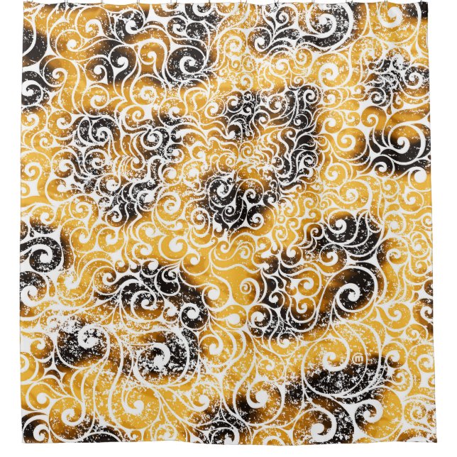 Swirly Leopard Pattern Shower Curtain (Front)