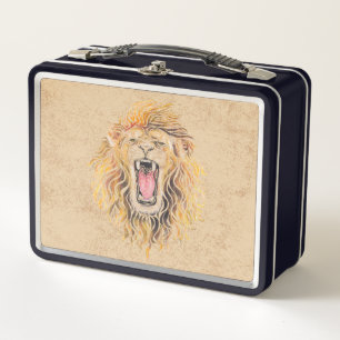 Swirly Lion Metal Lunch Box