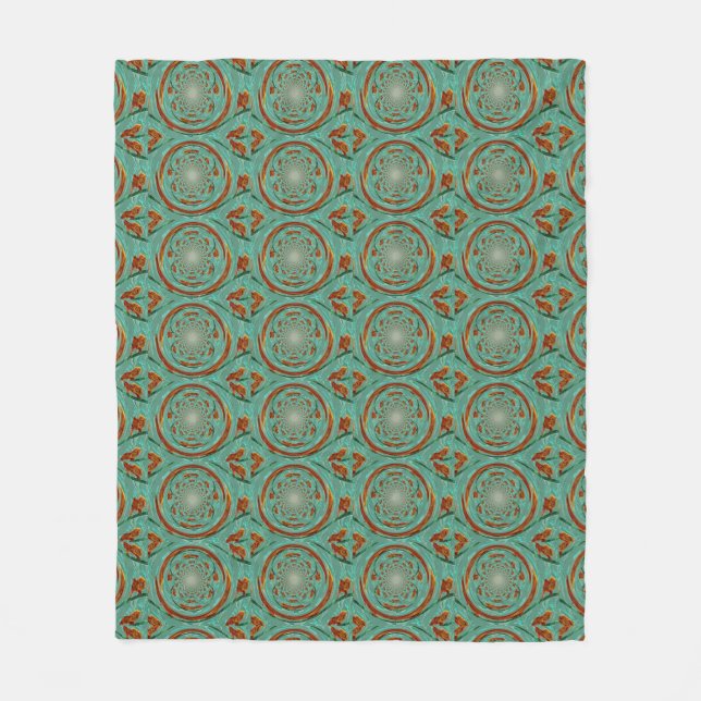 Swirly Lions Abstract Wildlife Fleece Blanket (Front)