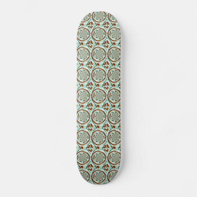 Swirly Lions Abstract Wildlife Pattern Skateboard (Front)
