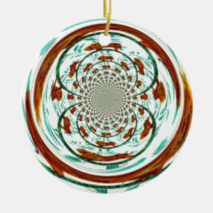 Swirly Lions Wildlife Pattern Ceramic Tree Decoration