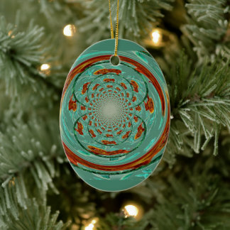 Swirly Lions Wildlife Pattern Custom Colour Ceramic Tree Decoration