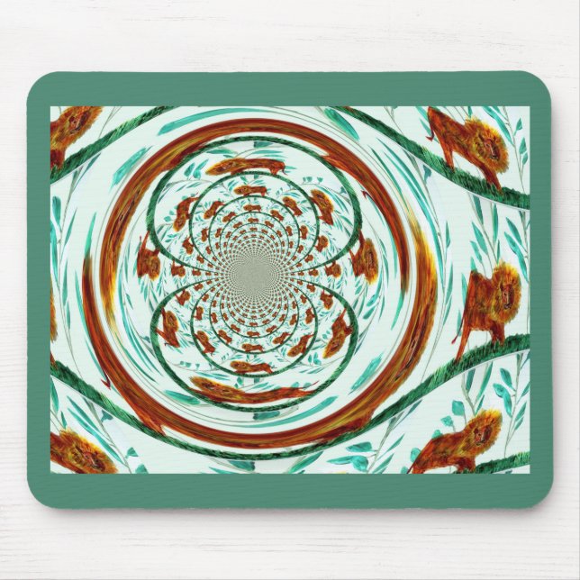 Swirly Lions Wildlife Pattern Mouse Pad (Front)