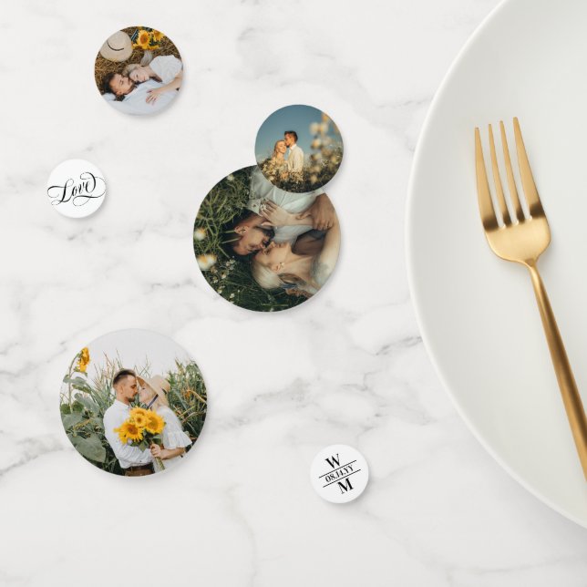 Swirly Love Wedding Date Initials Romantic Photos Confetti (Group)